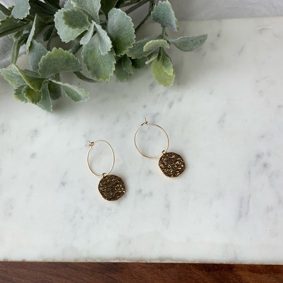 The Butler - Textured Coin Earrings - Picture 2 of 3